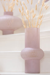 Vaas Streep Bal Glas Lichtroze Large Dia21,5xh40,5cm J-Line - Vaas - J-Line - livinglovely.nl