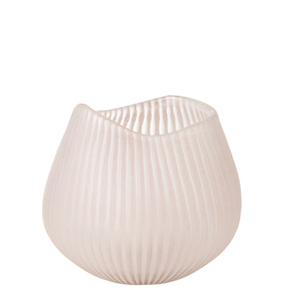Vaas Streep Glas Lichtroze Small L21x22b22xh20,5cm J-Line - Vaas - J-Line - livinglovely.nl