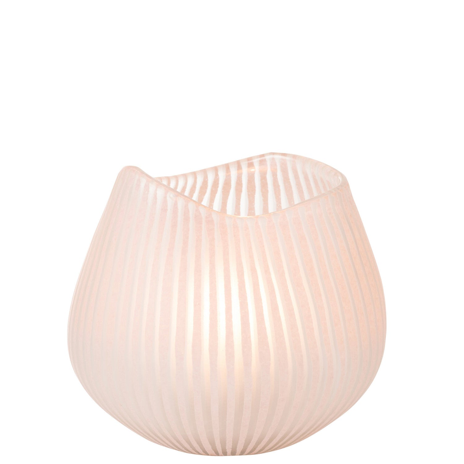 Vaas Streep Glas Lichtroze Small L21x22b22xh20,5cm J-Line - Vaas - J-Line - livinglovely.nl