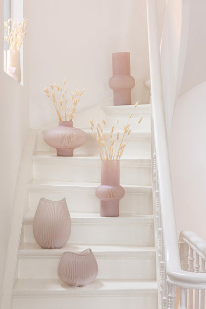 Vaas Streep Glas Lichtroze Small L21x22b22xh20,5cm J-Line - Vaas - J-Line - livinglovely.nl