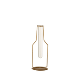 Vaasje 1 Tube Fles Metaal/Glas Goud Small , Vaas , J-Line , livinglovely.nl