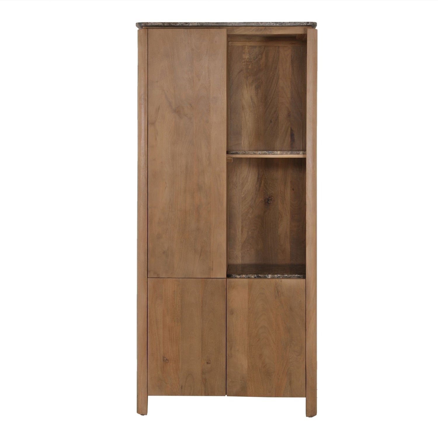Vakkenkast Dallas van Starfurn in naturel mangohout, 90 cm breed en 200 cm hoog