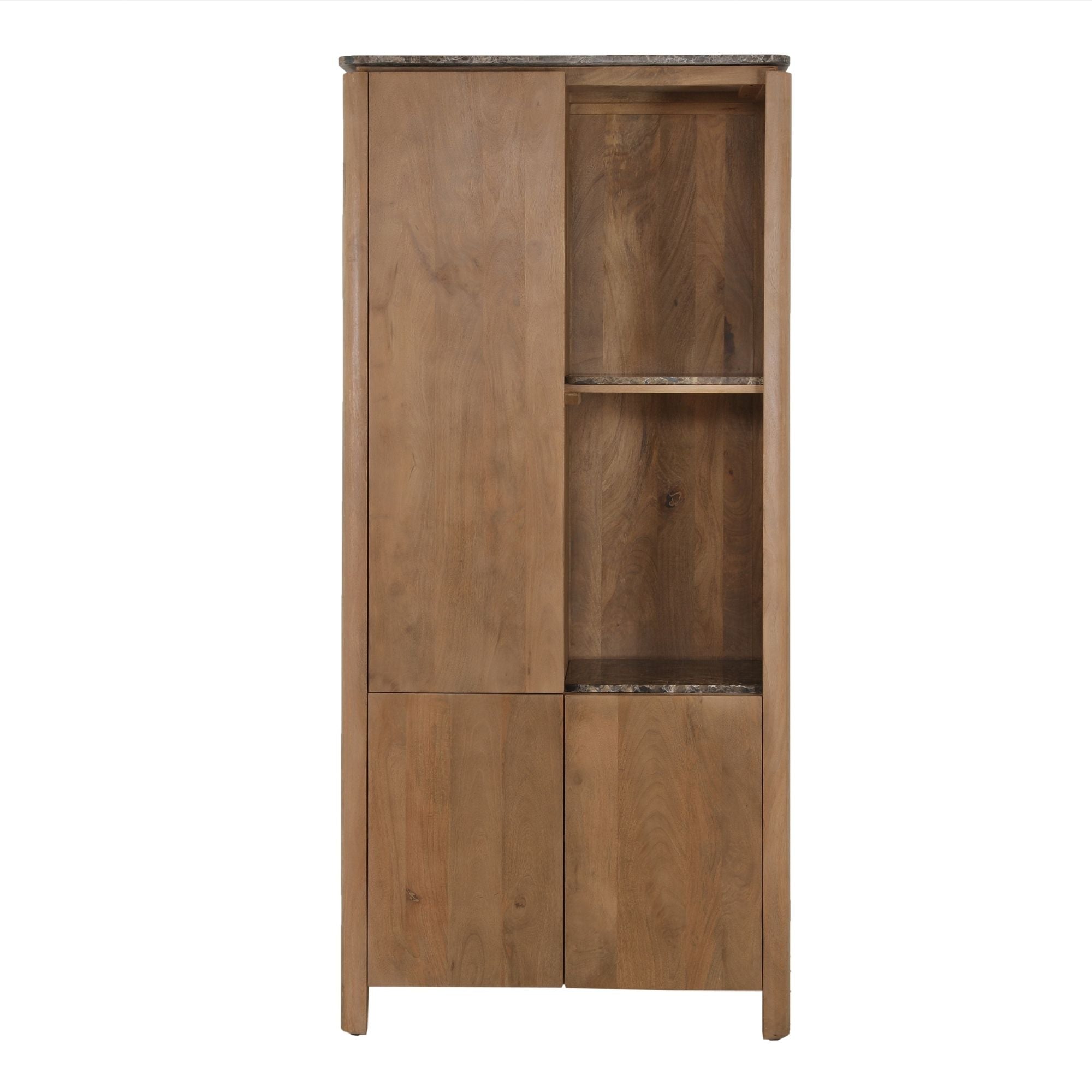 Vakkenkast Dallas van Starfurn in naturel mangohout, 90 cm breed en 200 cm hoog
