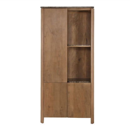 Vakkenkast Dallas van Starfurn in naturel mangohout, 90 cm breed en 200 cm hoog