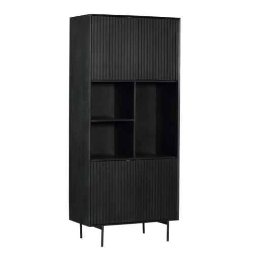 Open vakken van de vakkenkast Madison van mangohout met metalen frame