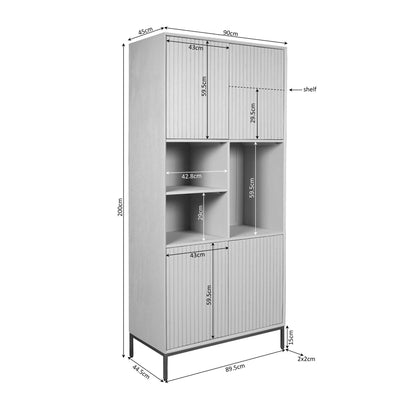 Vakkenkast Madison Bruin 90cm van Starfurn van opzij gezien, 45 cm diep en 200 cm hoog