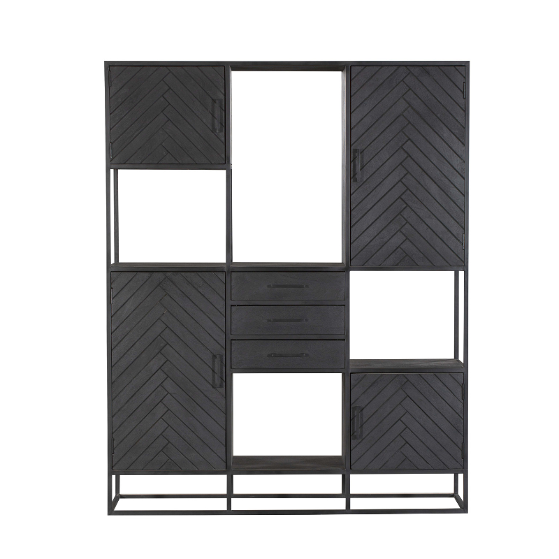 Vakkenkast New York Supreme XXL van Starfurn in een woonkamer, gestyled met boeken en decoratie
