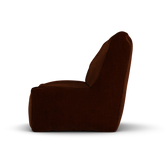 Koperrode velvet Junior Lounge Seat van Laui Lounge van opzij, met rughoogte van 74 centimeter