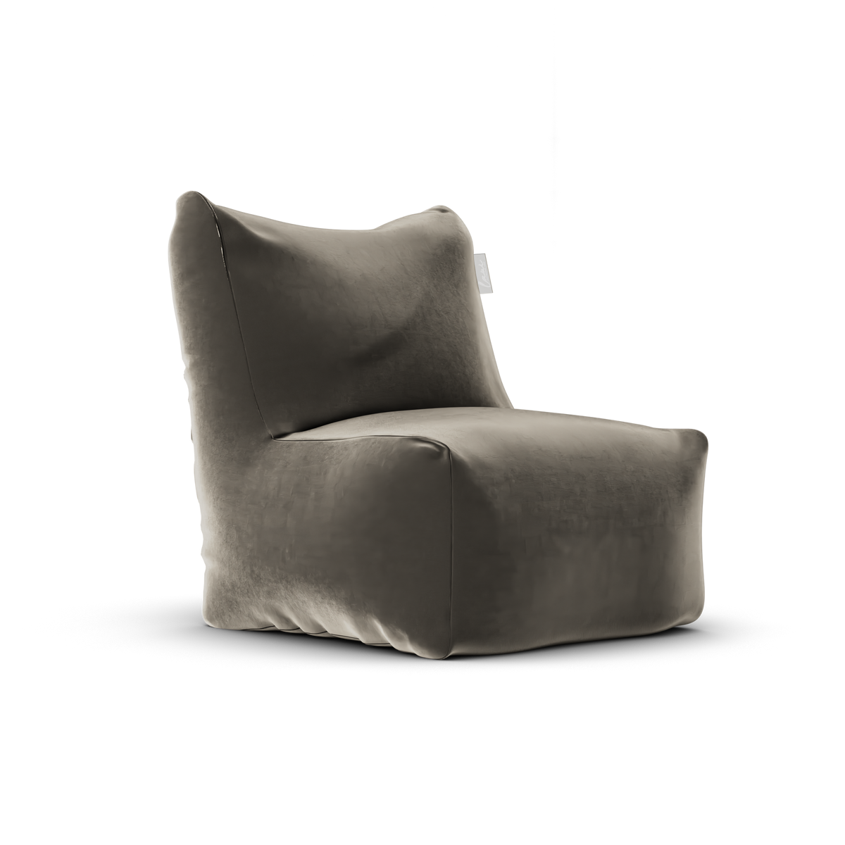 Velvet Junior Lounge Seat Khaki van Laui Lounge, compacte groengrijze velvet loungestoel schuin van links voren