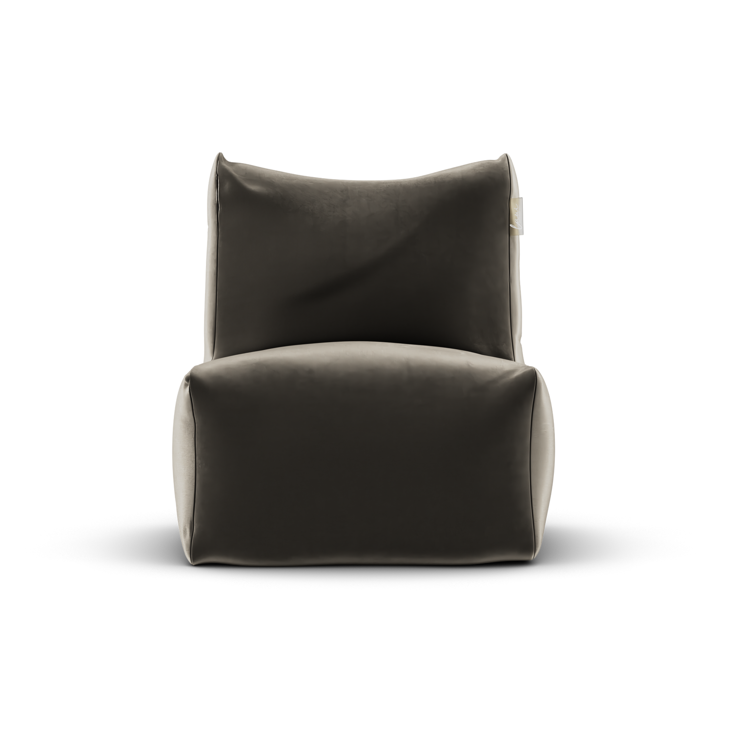 Khaki velvet Junior Lounge Seat van Laui Lounge van voren, met zitting van 68 bij 68 centimeter