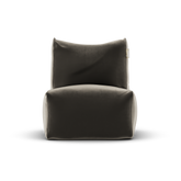 Khaki velvet Junior Lounge Seat van Laui Lounge van voren, met zitting van 68 bij 68 centimeter