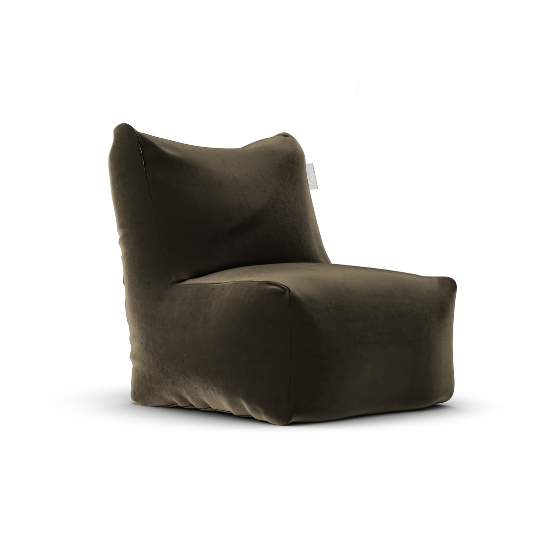 Velvet Junior Lounge Seat Taupe van Laui Lounge, compacte grijsbruine velvet loungestoel schuin van links voren