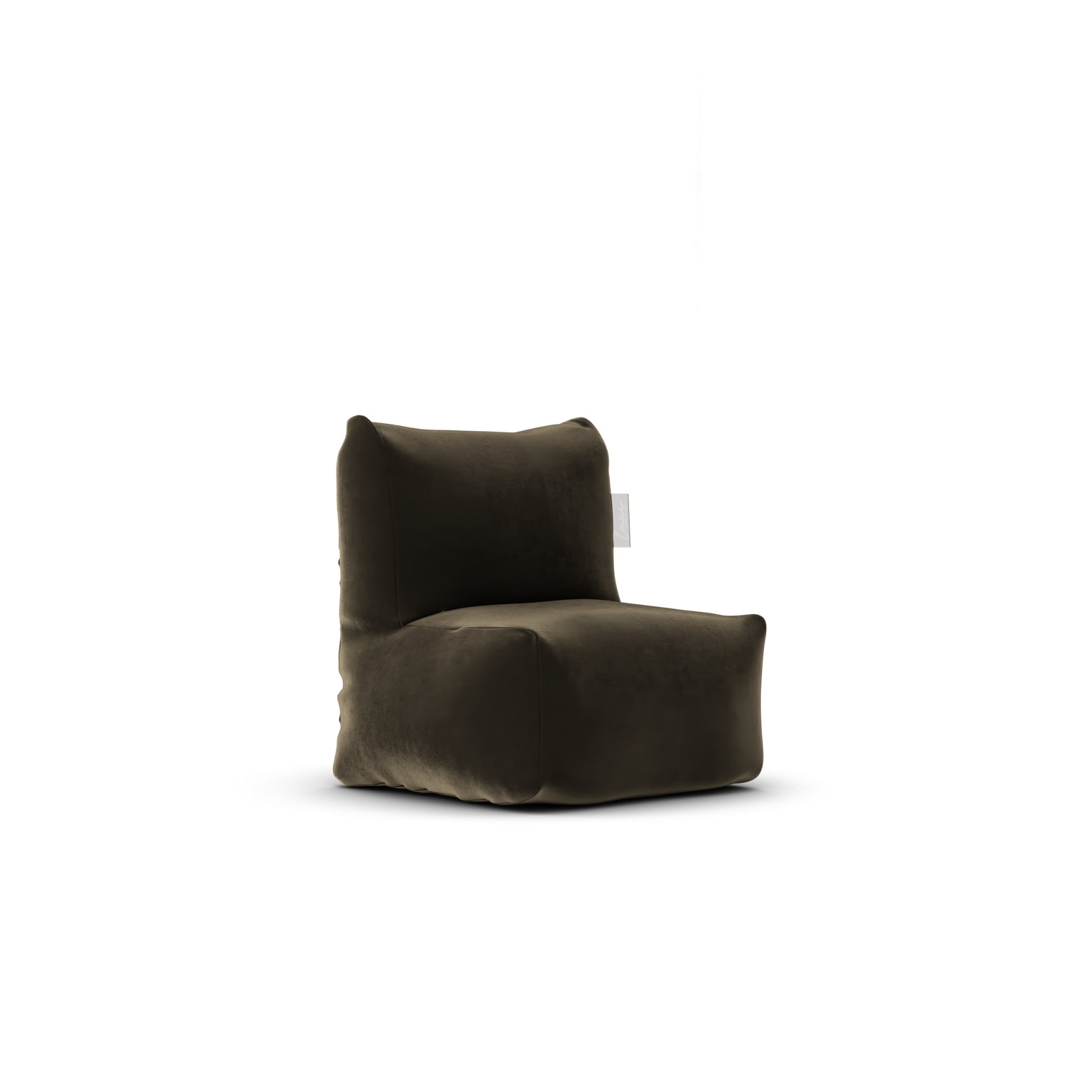 Velvet Kid Lounge Taupe van Laui Lounge, grijsbruine velvet kinderstoel schuin van links voren