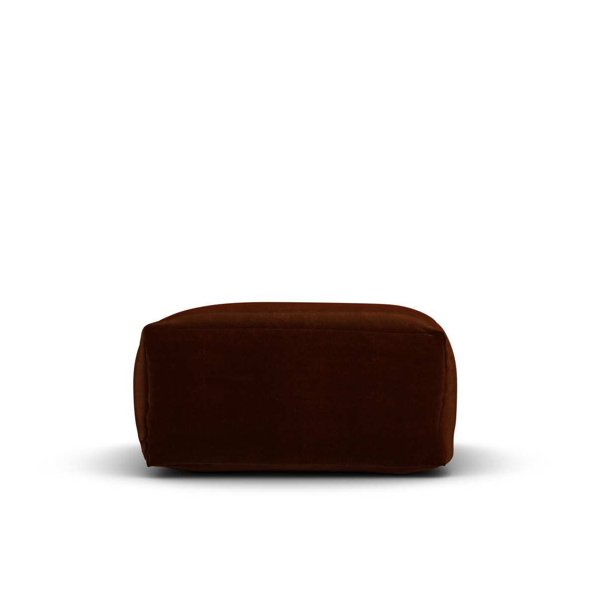 Zijaanzicht van de Velvet Square Pouf Copper met zithoogte 34 cm van Laui Lounge