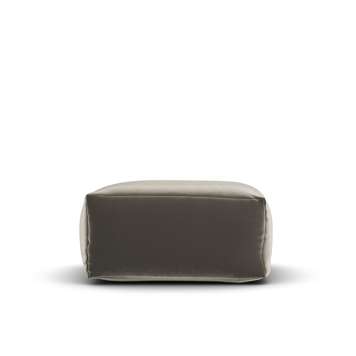Zijaanzicht van de kakigroene Velvet Square Pouf van Laui Lounge met zithoogte 34 cm