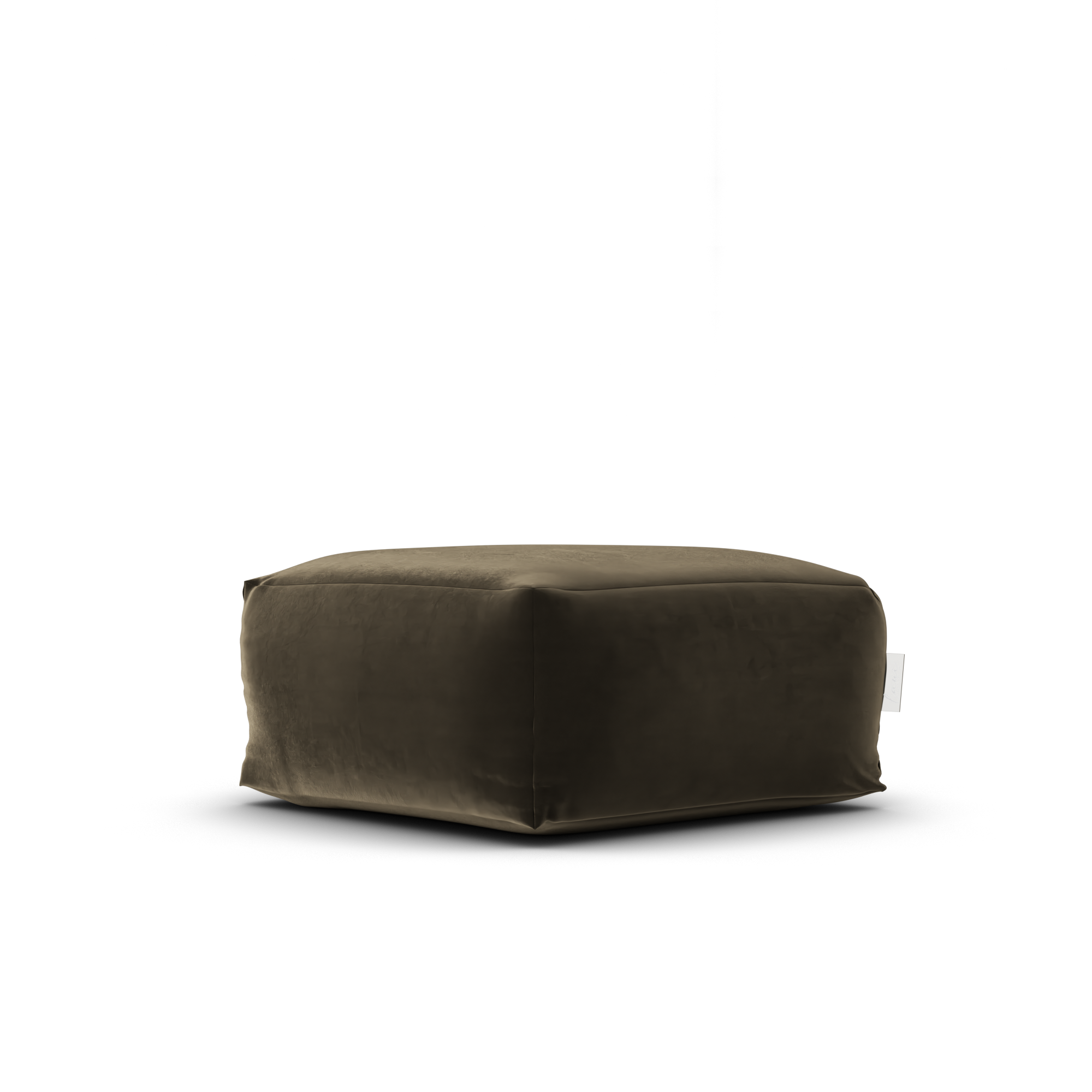 Laui Lounge Velvet Square Pouf Taupe, grijsbruine velvet poef van 68x68 cm