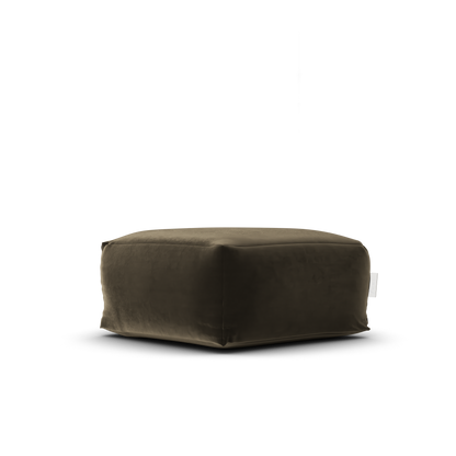 Laui Lounge Velvet Square Pouf Taupe, grijsbruine velvet poef van 68x68 cm