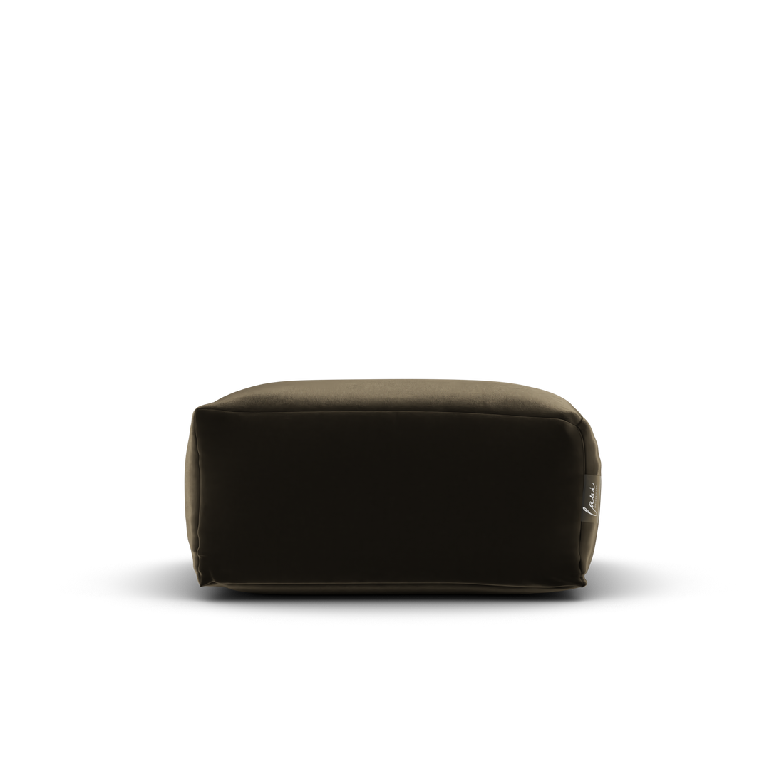 Vooraanzicht van de taupe Velvet Square Pouf van Laui Lounge voor in de woonkamer