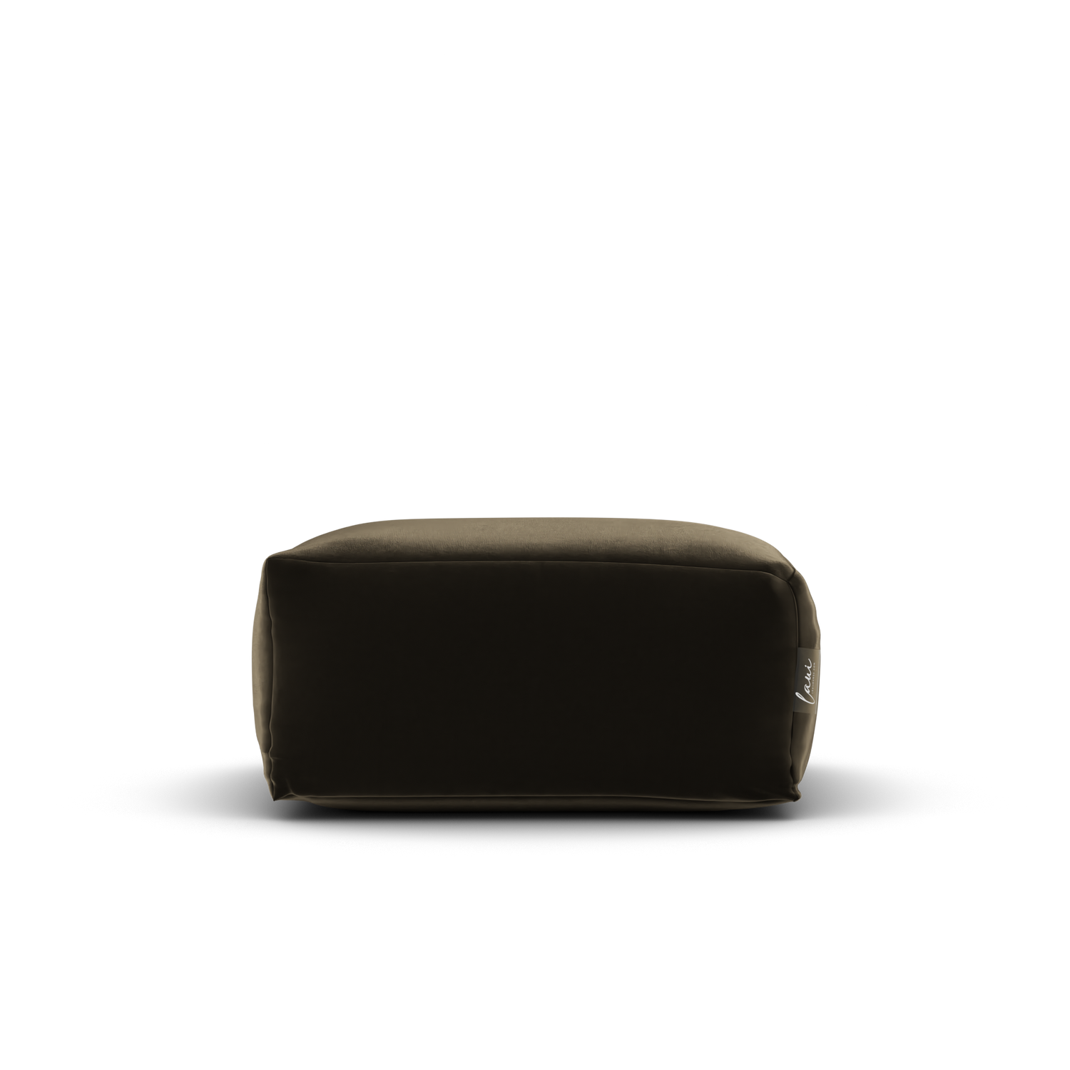 Vooraanzicht van de taupe Velvet Square Pouf van Laui Lounge voor in de woonkamer