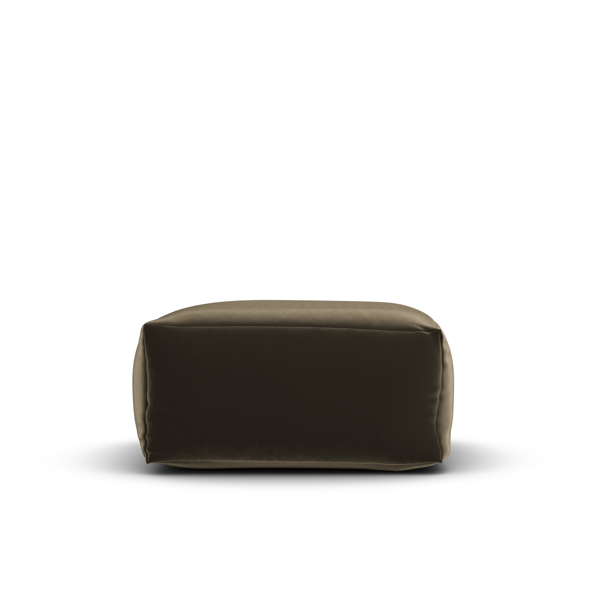 Zijaanzicht van de Velvet Square Pouf Taupe met zithoogte 34 cm van Laui Lounge