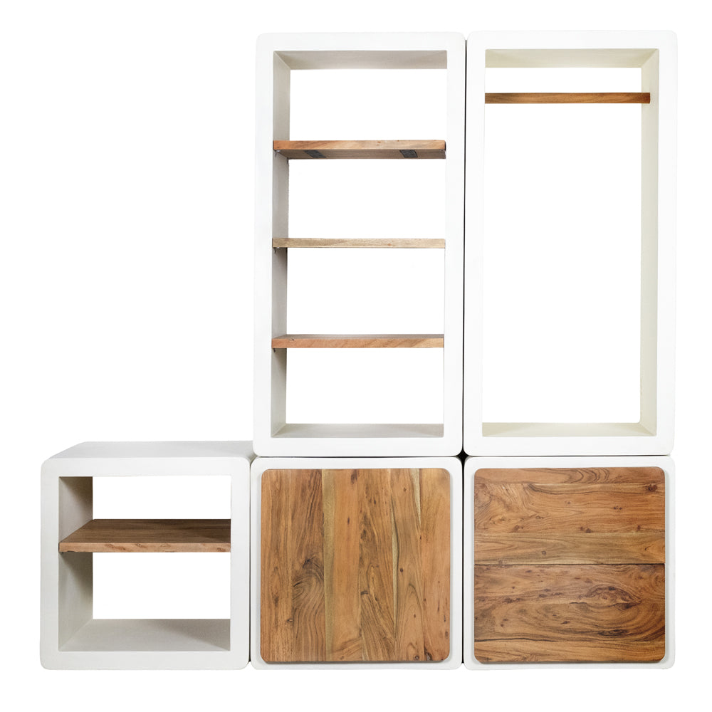 VERONA - rek 1 deur - kalkpleister - L 60 x W 50 x H 60 cm - gebroken wit Pomax - Verona Rek - Pomax - livinglovely.nl