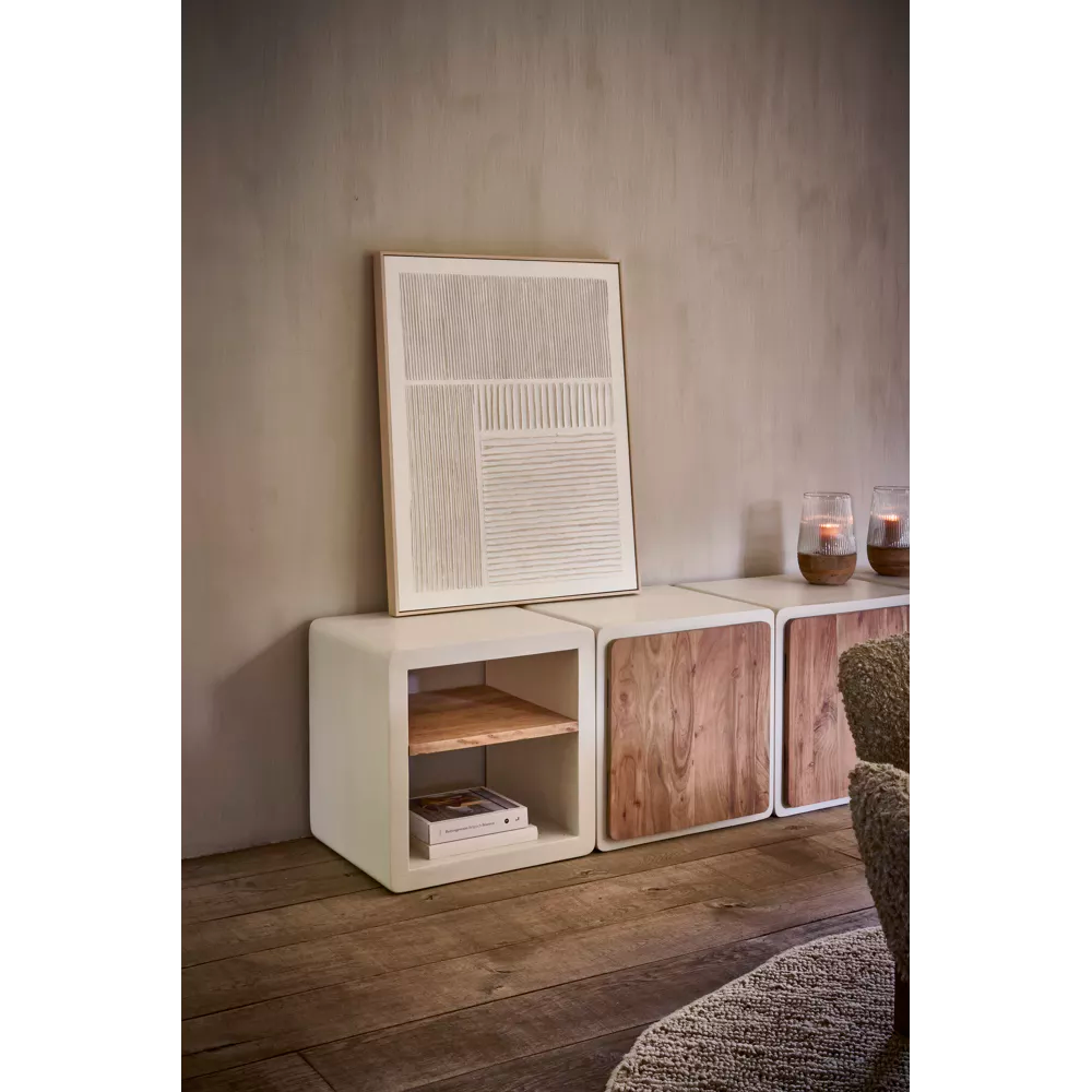 VERONA - rek 1 deur - kalkpleister - L 60 x W 50 x H 60 cm - gebroken wit Pomax - Verona Rek - Pomax - livinglovely.nl