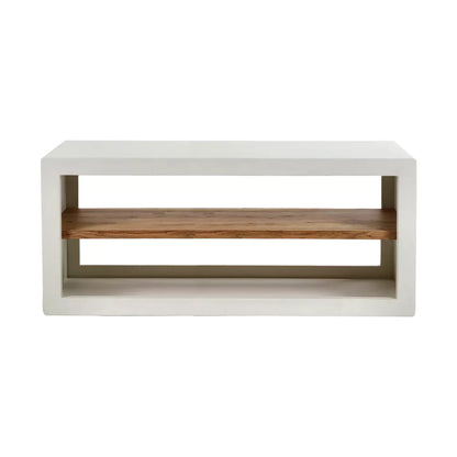 VERONA - rek 1 schap - kalkpleister / acacia hout - L 135 x W 40 x H 45 cm - gebroken wit - Verona Rek - Pomax - livinglovely.nl