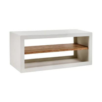 VERONA - rek 1 schap - kalkpleister / acacia hout - L 135 x W 40 x H 45 cm - gebroken wit - Verona Rek - Pomax - livinglovely.nl