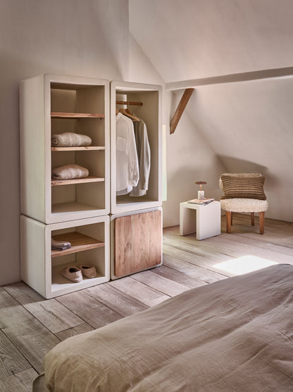 VERONA - rek 1 schap - kalkpleister / acacia hout - L 60 x W 50 x H 60 cm - gebroken wit Pomax - Verona Rek - Pomax - livinglovely.nl