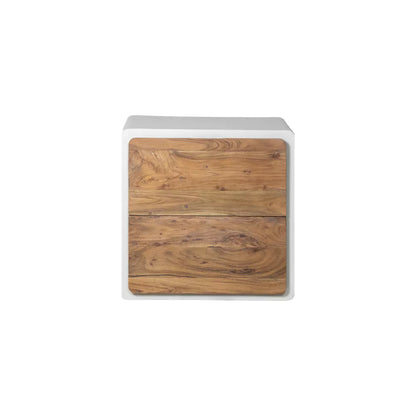 VERONA - rek 2 lades - kalkpleister / acacia hout - L 60 x W 50 x H 60 cm - gebroken wit Pomax - Verona Rek - Pomax - livinglovely.nl