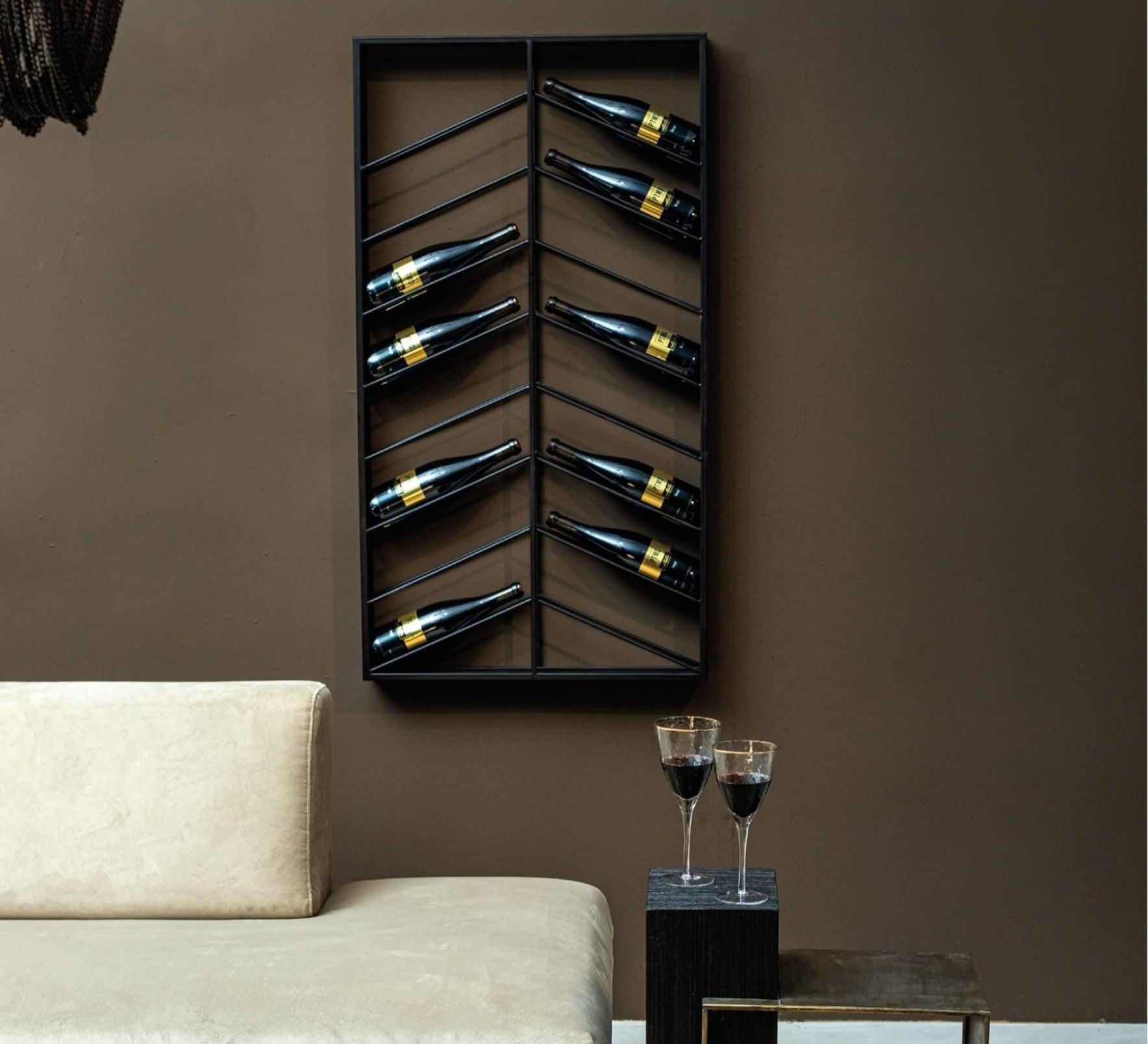 Vinno Wijnrek - 65 x 8 x 120 cm - Ijzer - Zwart PTMD - Wijnrek - PTMD - livinglovely.nl