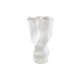 Violettee White Ceramic Wavy Vase Dot Pattern L 	26x20x46cm PTMD - Vaas - PTMD - livinglovely.nl