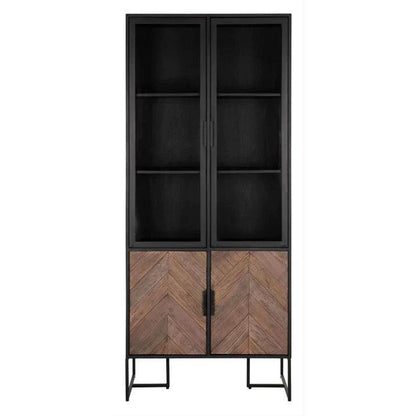 Vitrinekast Criss Cross van DTP Home met glazen en houten deuren