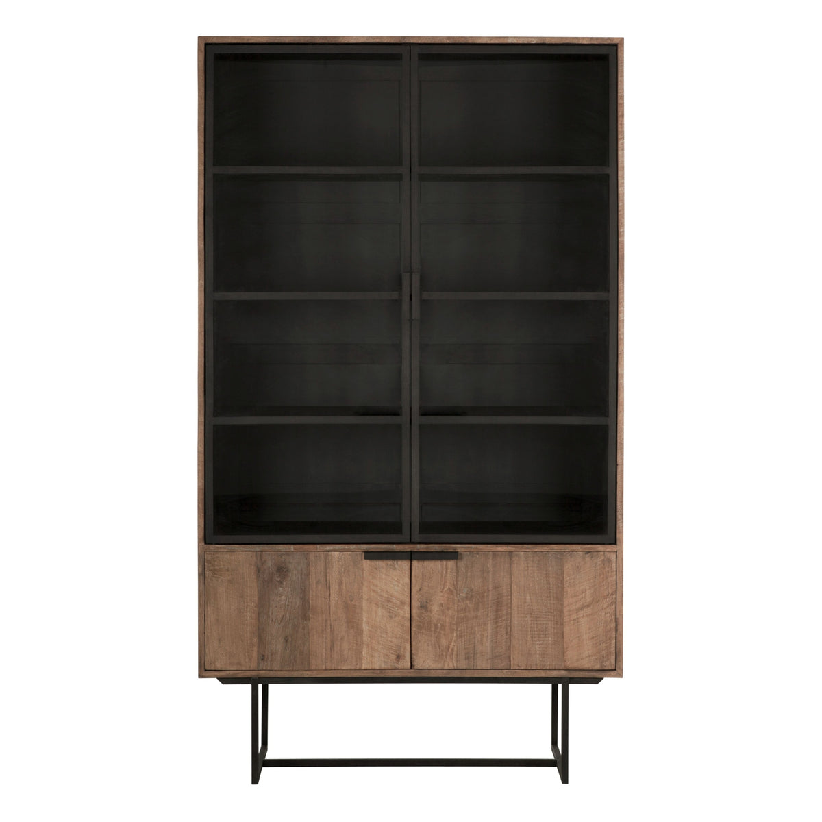 Detail houten deuren vitrinekast Odeon verweerd teakhout