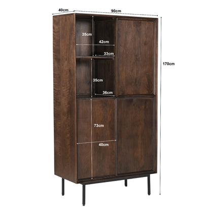 Livingfurn Ravenstein vitrinekast 90cm, afmetingen L90cm x B40cm x H170cm