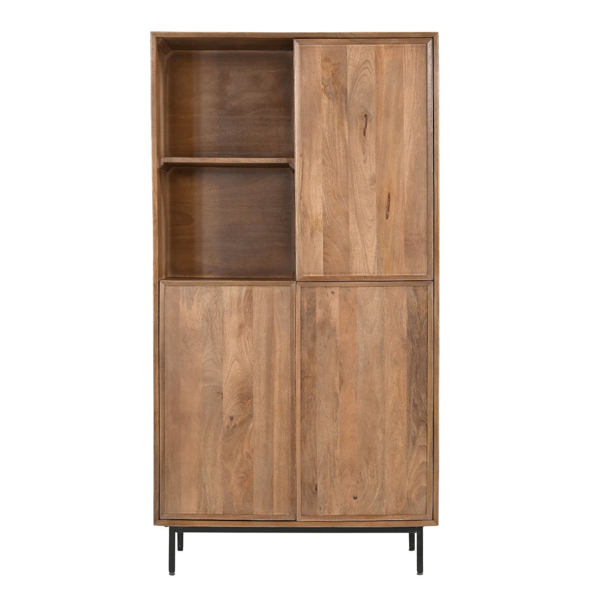 Vitrinekast Ravenstein 90cm in pecan mangohout, L90cm x B40cm x H170cm