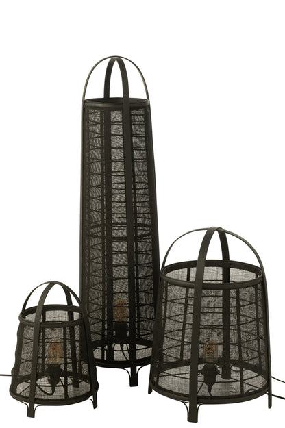 Vloeramp Don Katoen Bamboe Zwart J-Line - Vloerlamp - J-Line - livinglovely.nl