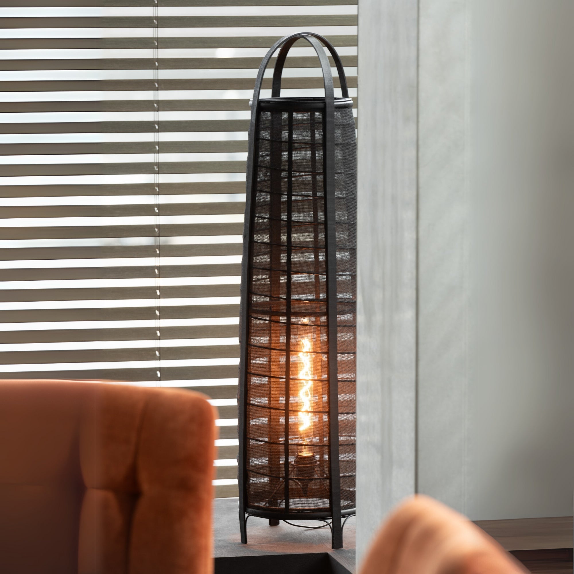 Vloeramp Don Katoen Bamboe Zwart J-Line - Vloerlamp - J-Line - livinglovely.nl