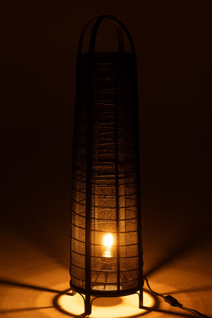 Vloeramp Don Katoen Bamboe Zwart J-Line - Vloerlamp - J-Line - livinglovely.nl