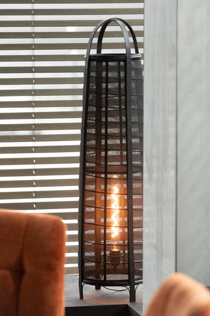 Vloeramp Don Katoen Bamboe Zwart J-Line - Vloerlamp - J-Line - livinglovely.nl