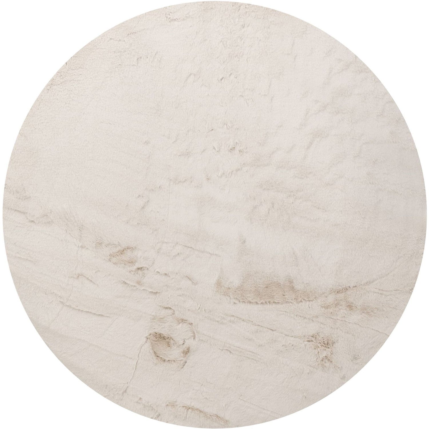 Vloerkleed Lodge Zand Rond 160cm van MUST Living in zand, 100% polyester, volledig in beeld op een neutrale achtergrond