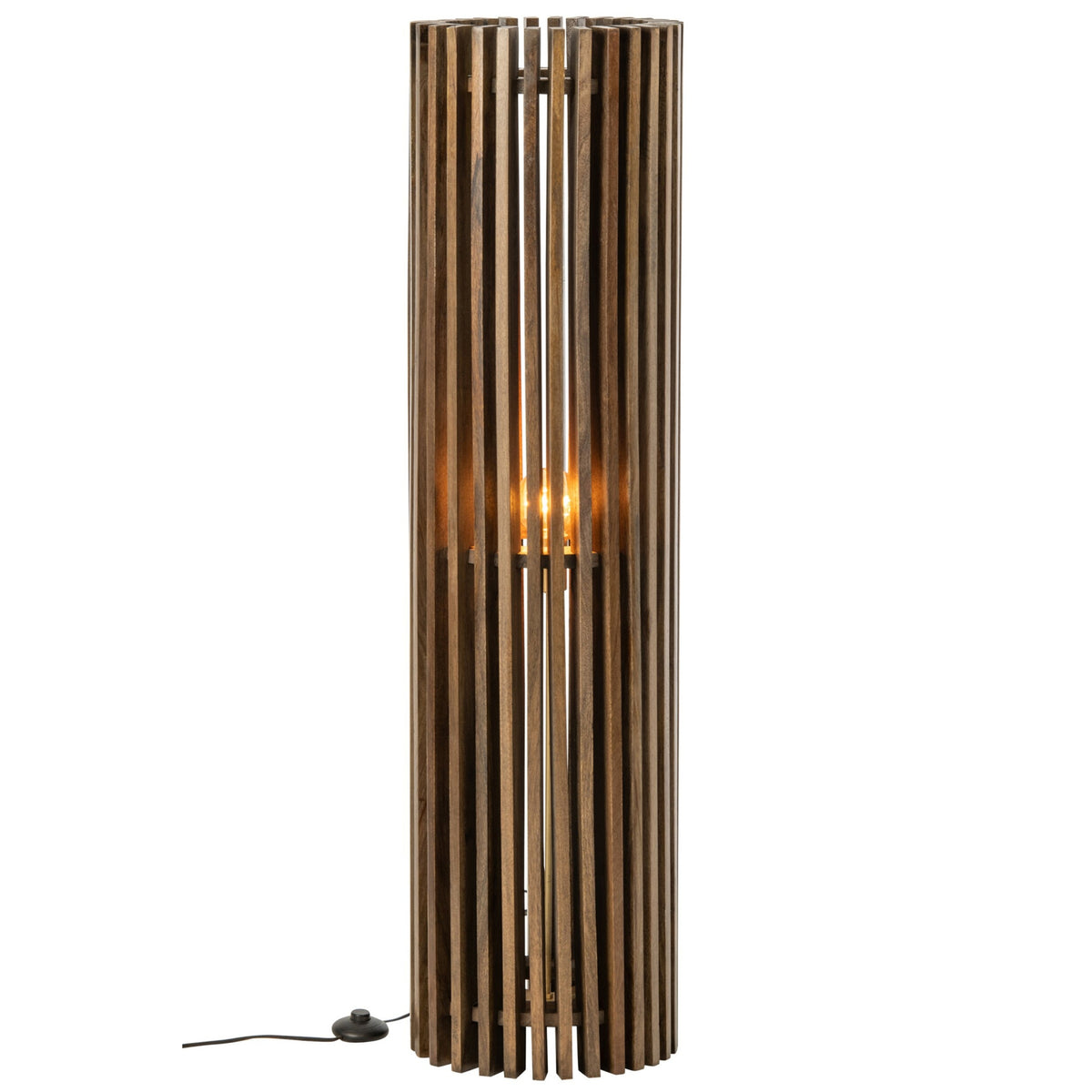 Vloerlamp Geribbeld Mangohout Donkerbruin J-Line