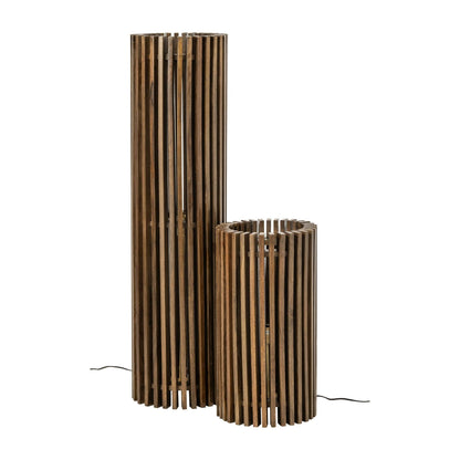Vloerlamp Geribbeld Mangohout Donkerbruin J-Line