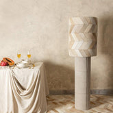 Vloerlamp Joanne - 45x45x150 cm - Suede - Beige Patched PTMD - Vloerlamp - PTMD - livinglovely.nl