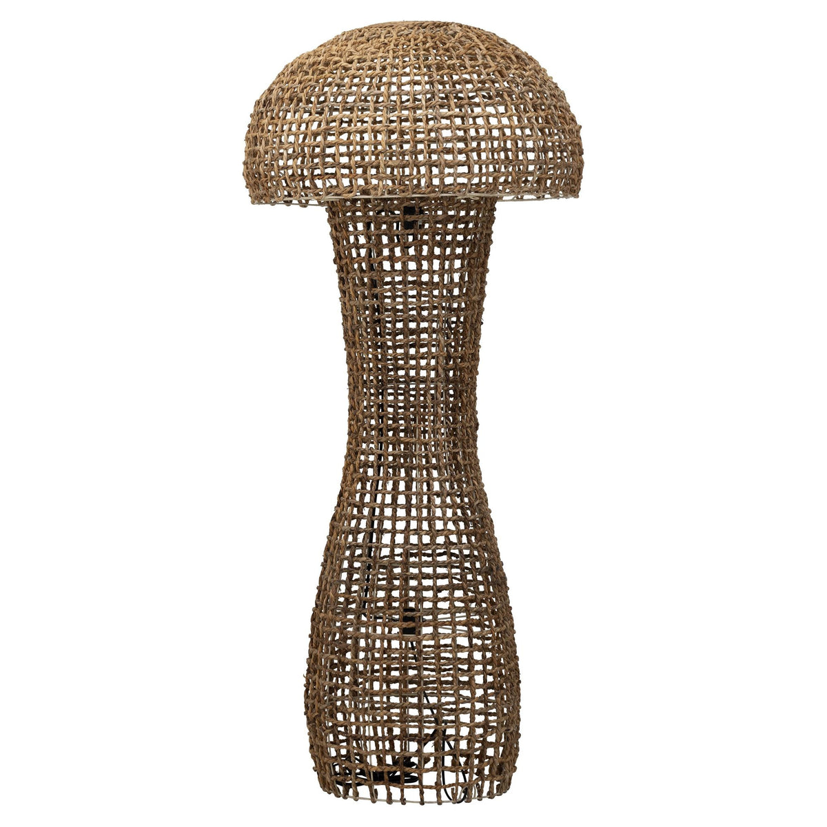 Vloerlamp Mushroom van MUST Living met brede gevlochten abaca kap