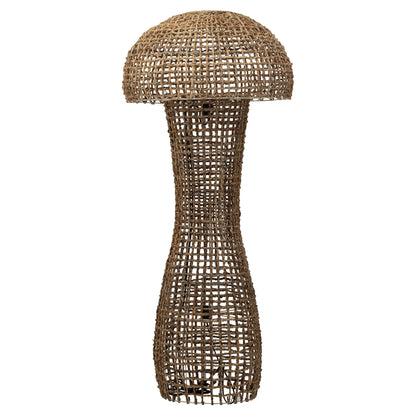 Vloerlamp Mushroom van MUST Living met brede gevlochten abaca kap