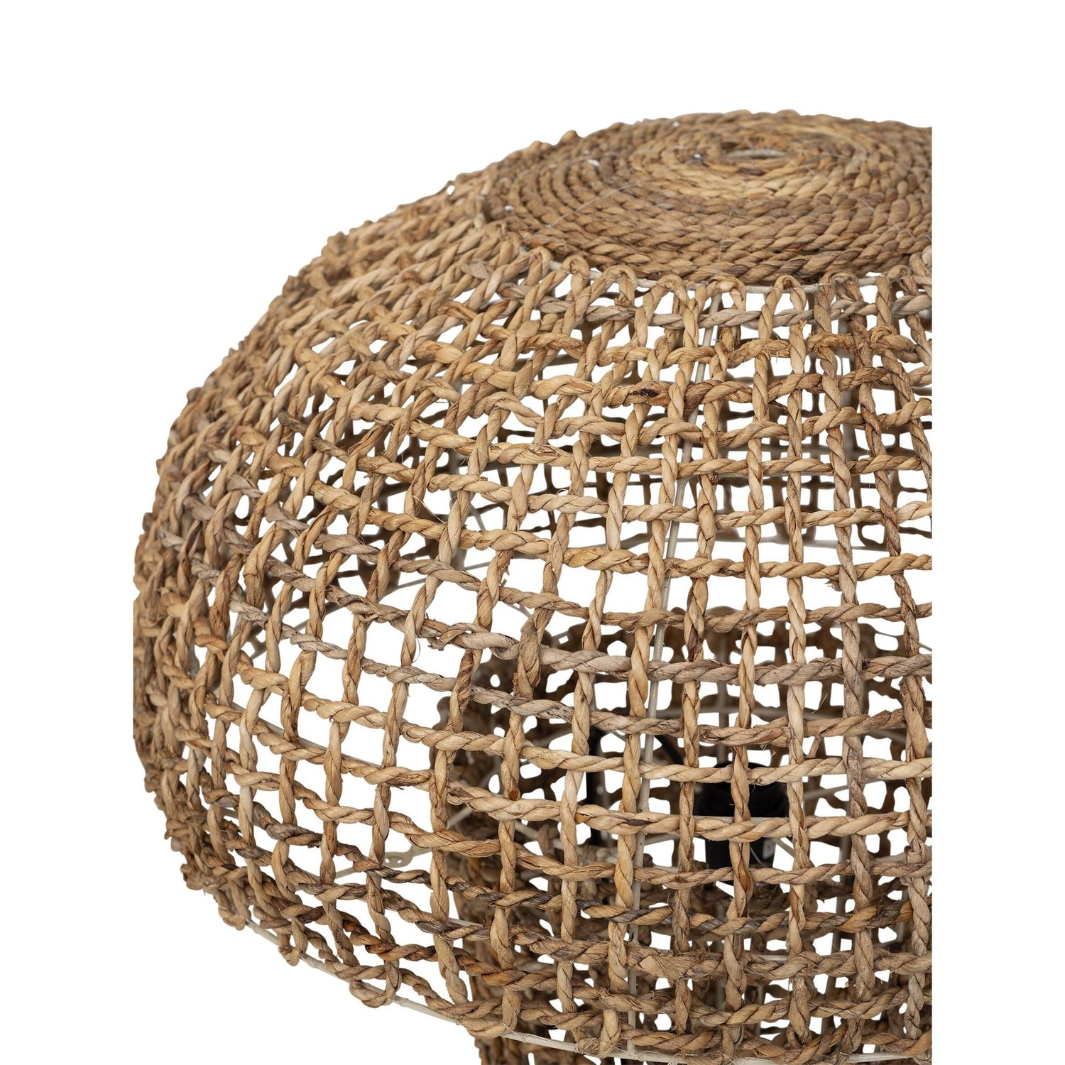 Detail van het open vlechtwerk van abacavezel op de Mushroom kap