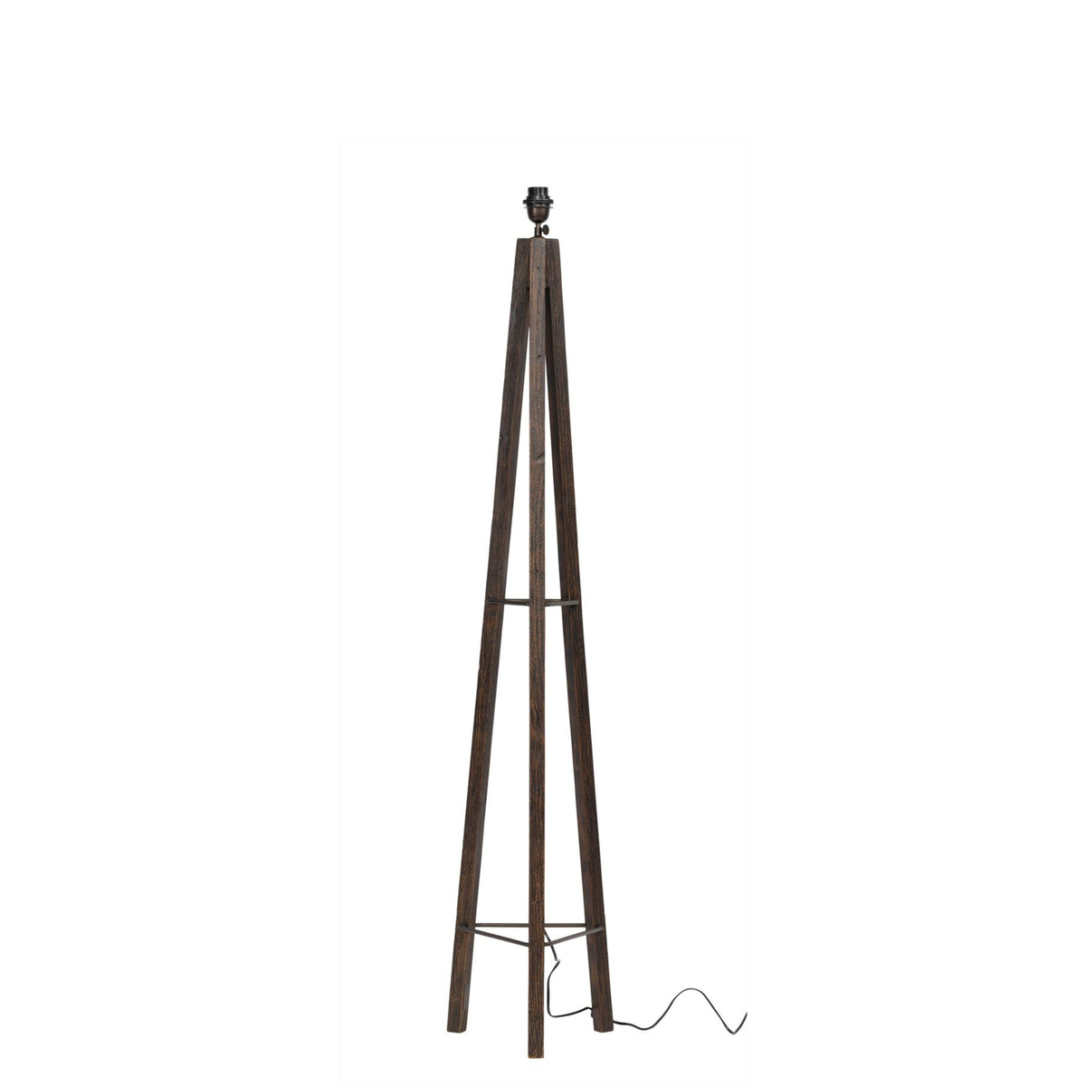 Vloerlamp Porto Cristo van MUST Living, driepoot van gerecycled teakhout in blackwash