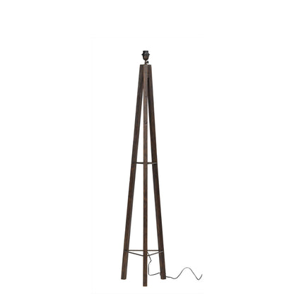 Vloerlamp Porto Cristo van MUST Living, driepoot van gerecycled teakhout in blackwash