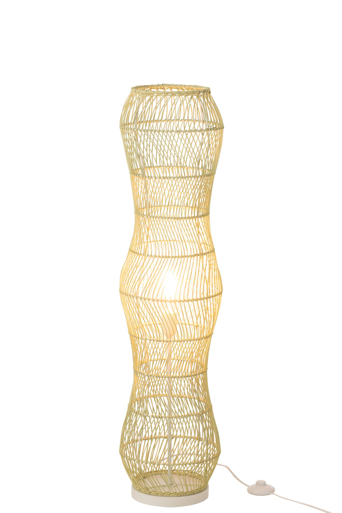 Vloerlamp Rotan Metaal Getwist Groen J-Line - Vloerlamp - J-Line - livinglovely.nl